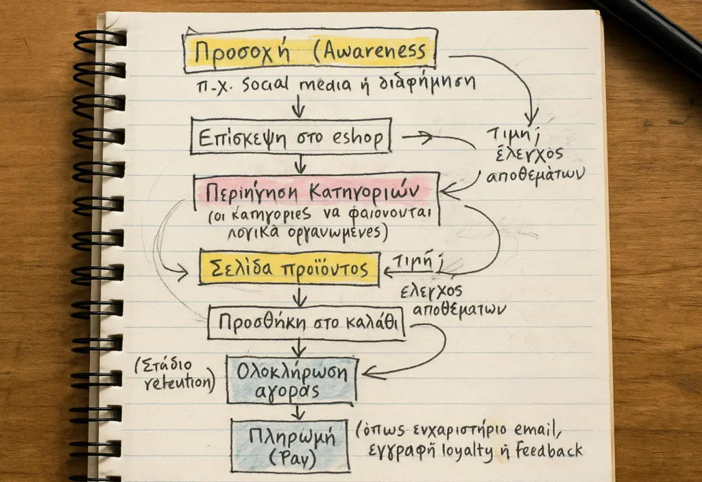 σχεδιασμός κατασκευή eshop ηλεκτρονικού καταστήματος διάγραμα ροής αγοράς γιατι δεν πουλάει το eshop aimweb